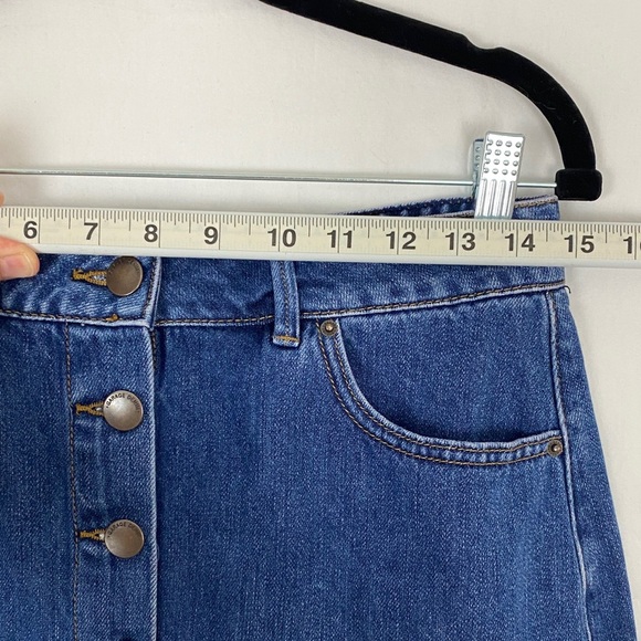 Garage Denim Mini Skirt Button Front Blue Jean Skirt - Picture 5 of 10